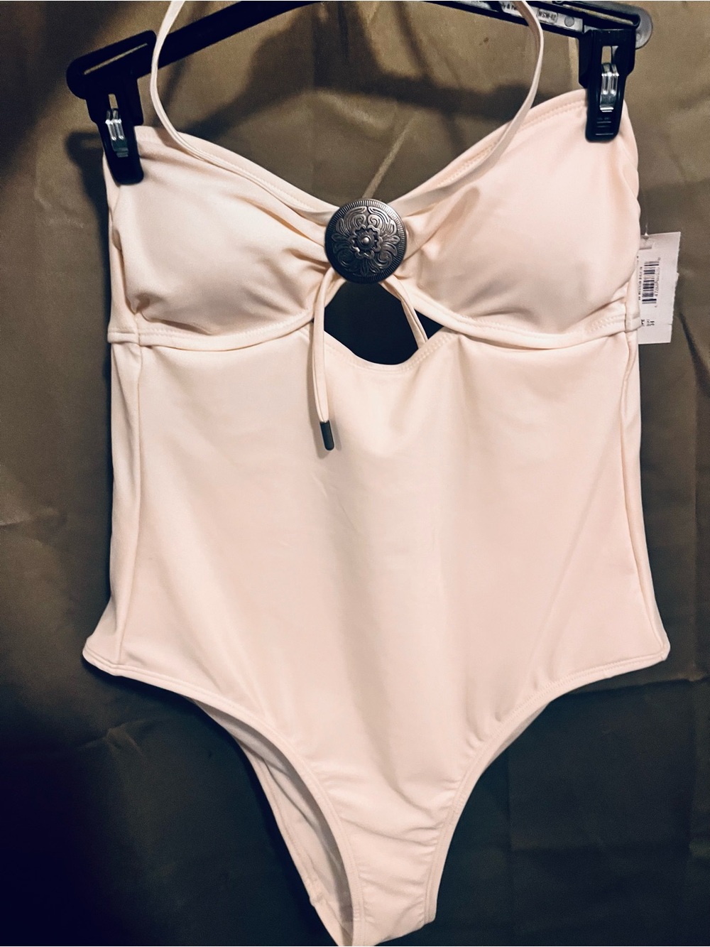 Kids One-Piece Swimsuit in Light Pink with Decorative Medallion